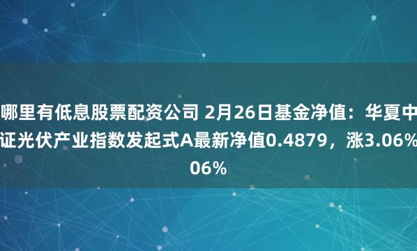 哪里有低息股票配资公司 2月26日基金净值：华夏中证光伏产业指数发起式A最新净值0.4879，涨3.06%