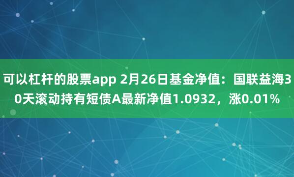可以杠杆的股票app 2月26日基金净值：国联益海30天滚动持有短债A最新净值1.0932，涨0.01%