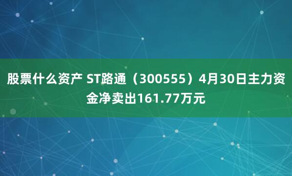 股票什么资产 ST路通（300555）4月30日主力资金净卖出161.77万元
