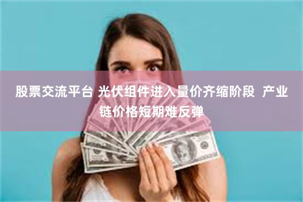 股票交流平台 光伏组件进入量价齐缩阶段  产业链价格短期难反弹