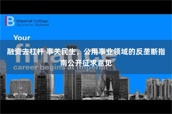 融资去杠杆 事关民生，公用事业领域的反垄断指南公开征求意见