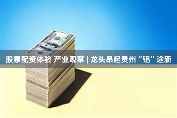 股票配资体验 产业观察 | 龙头昂起贵州“铝”途新