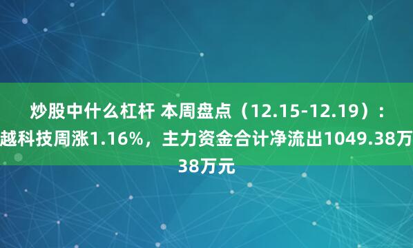 炒股中什么杠杆 本周盘点（12.15-12.19）：清越科技周涨1.16%，主力资金合计净流出1049.38万元